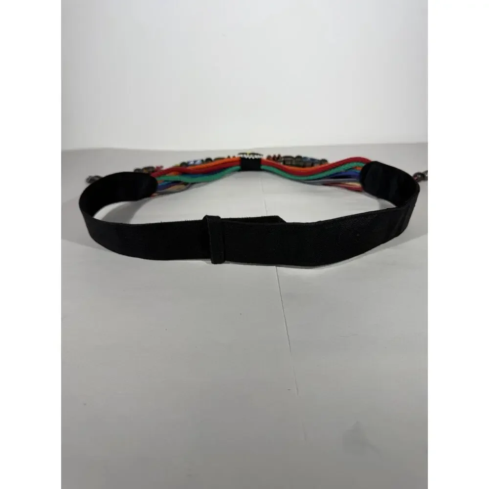 Vintage Ginnie Johansen Belt Beaded Dangle Braided Rope Western USA 80s